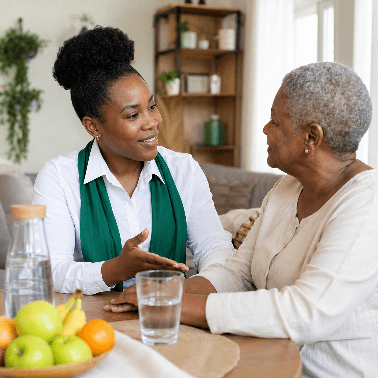 Wellness coach supporting an older adult for the Care programme
